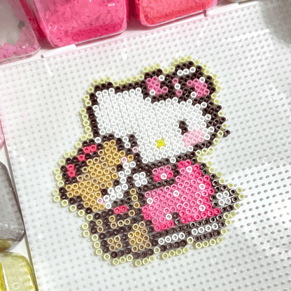 Hello Kitty and Her Teddy Bear Friend – Hello Kitty Keychain | Handmade Fuse Perler Bead Design - SNSEASY