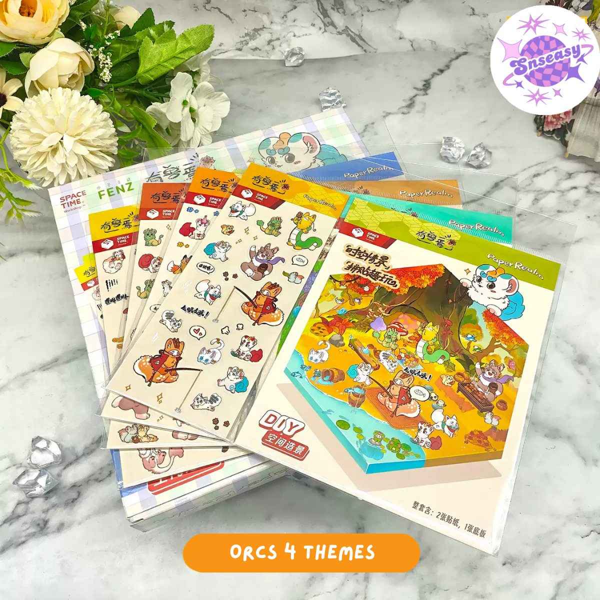 Orcs and Elves 3D Isometric Room Stickers - 8 Theme Sets: Dragon’s Castle | Elf's Daily Work | School Opening Ceremony | Happy Birthday | Birthday Party | Deer Man's Shop | Autumn BBQ | Mooncake Factory - SNSEASY