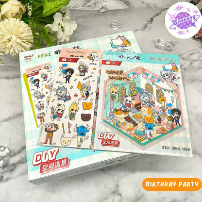 Orcs and Elves 3D Isometric Room Stickers - 8 Theme Sets: Dragon’s Castle | Elf's Daily Work | School Opening Ceremony | Happy Birthday | Birthday Party | Deer Man's Shop | Autumn BBQ | Mooncake Factory - SNSEASY