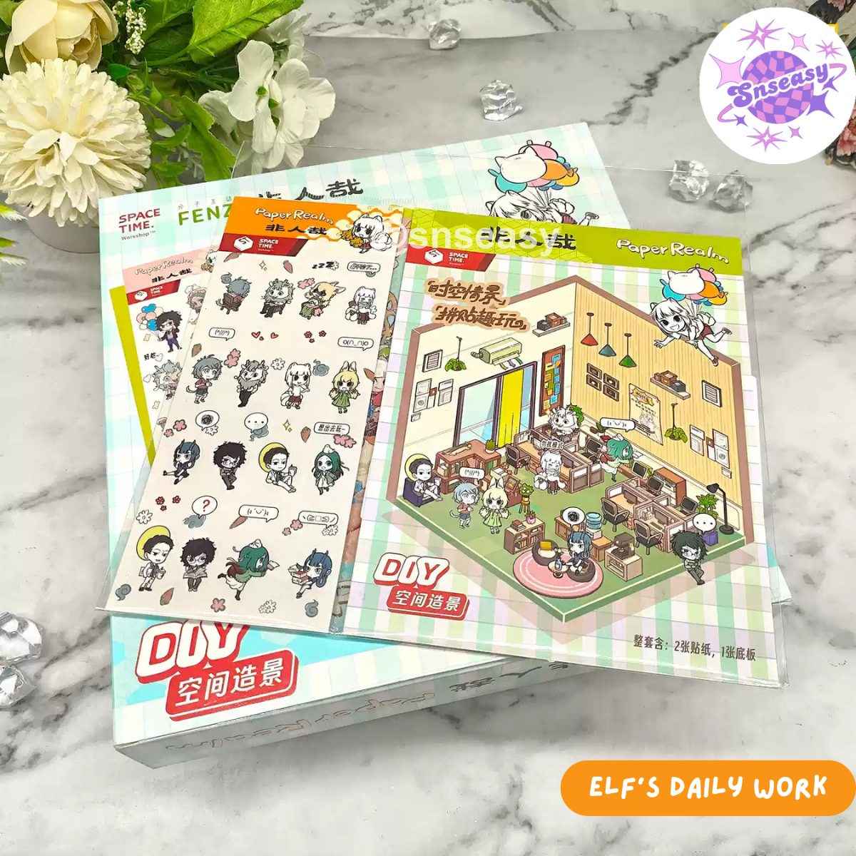 Orcs and Elves 3D Isometric Room Stickers - 8 Theme Sets: Dragon’s Castle | Elf's Daily Work | School Opening Ceremony | Happy Birthday | Birthday Party | Deer Man's Shop | Autumn BBQ | Mooncake Factory - SNSEASY