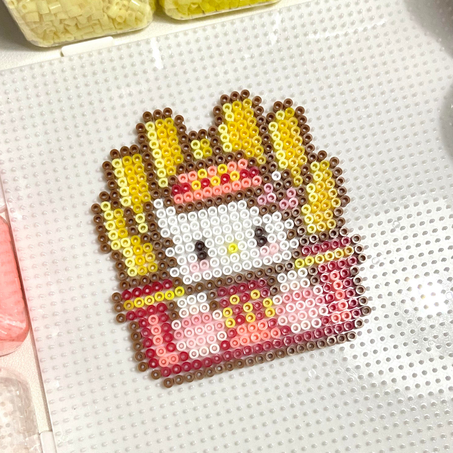 McDonald's Hello Kitty Fuse Perler Bead Finished Design, Hello Kitty Keychain