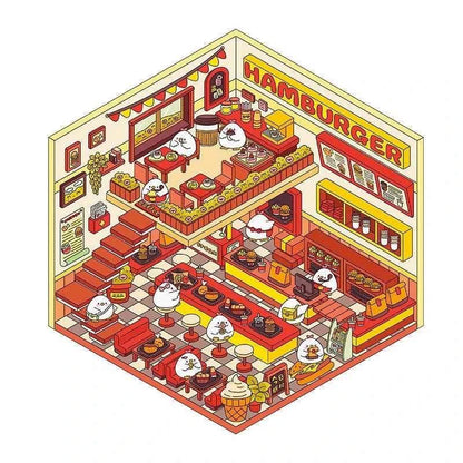 Christmas Limited 3D Isometric Room Stickers - 4 Theme Sets: Christmas Family Party | Christmas Gift Shop | Panda Dessert Shop | Chick Burger Shop - SNSEASY