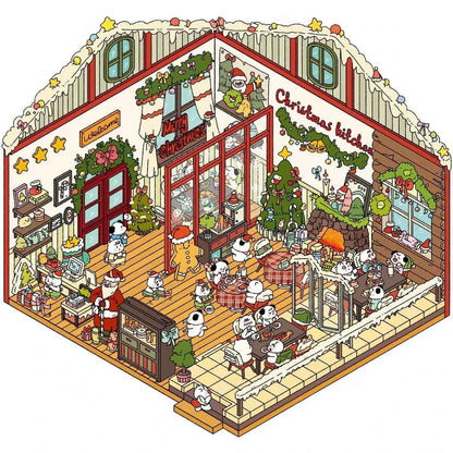 Christmas Joy Themed Restaurant 3D Isometric Room Stickers Scene - Limited Edition - SNSEASY