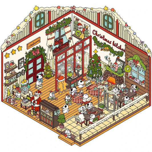 Christmas Joy Themed Restaurant 3D Isometric Room Stickers Scene - Limited Edition - SNSEASY