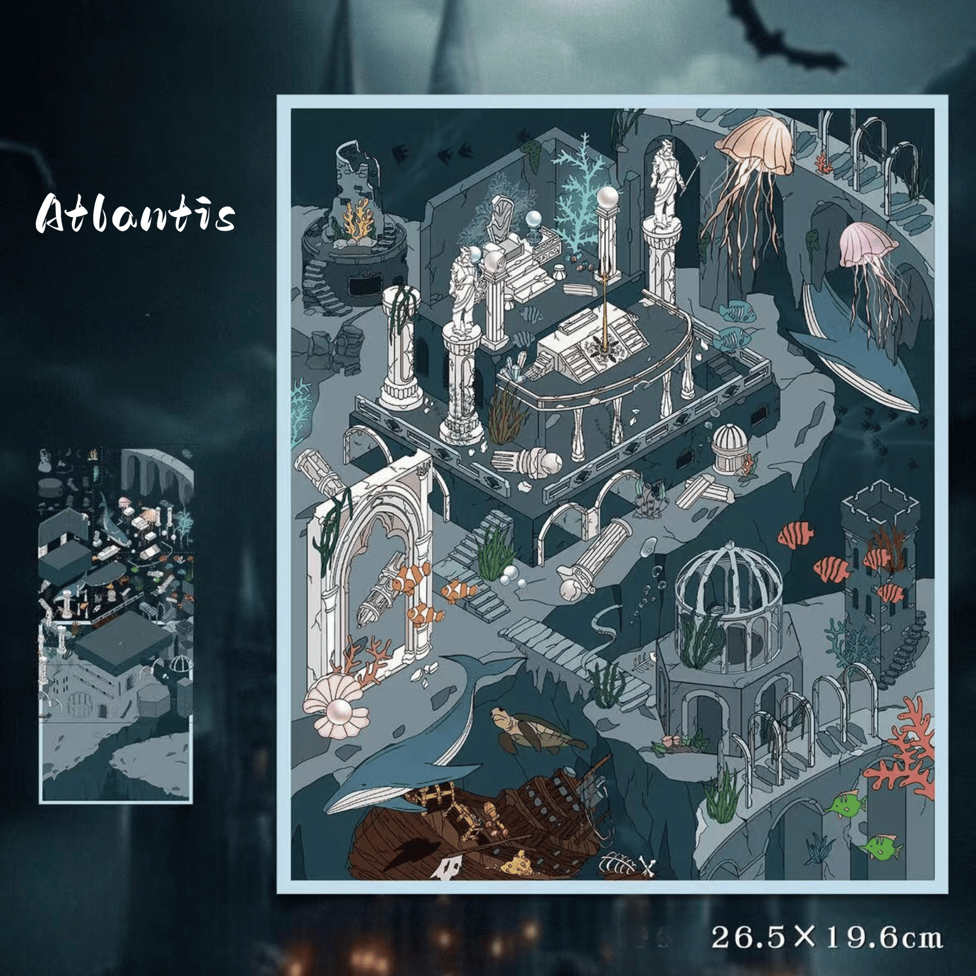 Ancient Wonders – 3D Miniature Scene Stickers – 2 Theme Sets: Atlantis | Egyptian Pyramid