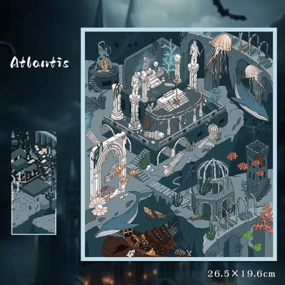 Ancient Wonders – 3D Miniature Scene Stickers – 2 Theme Sets: Atlantis | Egyptian Pyramid