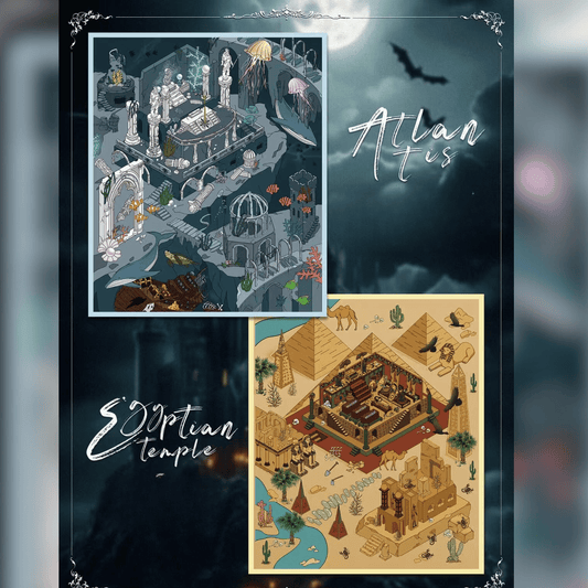 Ancient Wonders – 3D Miniature Scene Stickers – 2 Theme Sets: Atlantis | Egyptian Pyramid