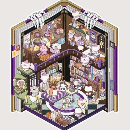 Magical Realm 3D Isometric Room Stickers - 4 Theme Sets: Book of Magic House | Treasure Chest Magic Restaurant | Treasure Chest Paradise | Cabinet Wonderland - SNSEASY