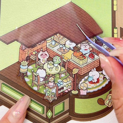 Magical Realm 3D Isometric Room Stickers - 4 Theme Sets: Book of Magic House | Treasure Chest Magic Restaurant | Treasure Chest Paradise | Cabinet Wonderland - SNSEASY