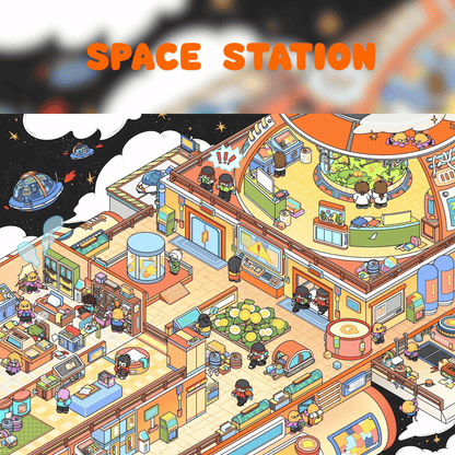 Space Exploration – Plus Size 3D Miniature Scene Stickers – 2 Theme Sets: Space Station | Space Research Institute