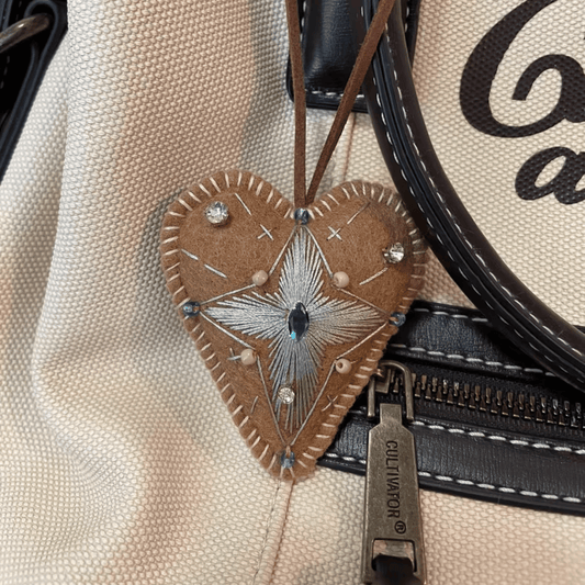 Handmade Brown Felt Heart Charm | Made to Order