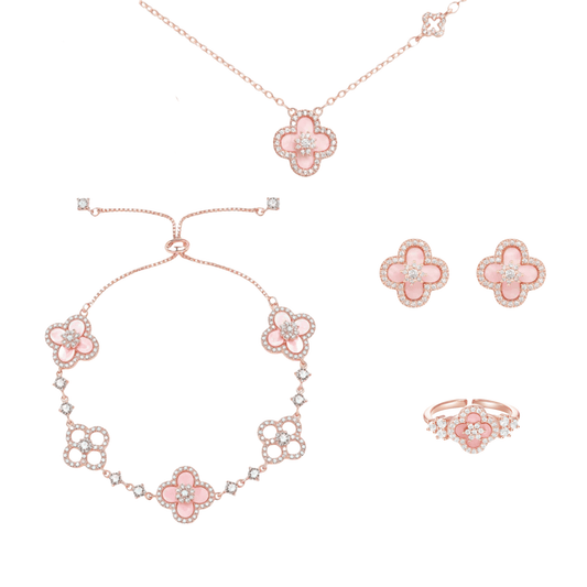 Pink Clover Jewelry Set