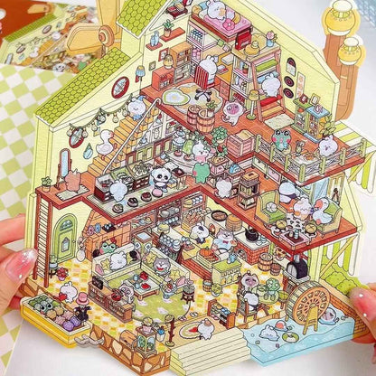 3-Story Grand Buildings 3D Isometric Room Stickers - 2 Theme Sets: 3 Story Villa | Magical Castle - SNSEASY