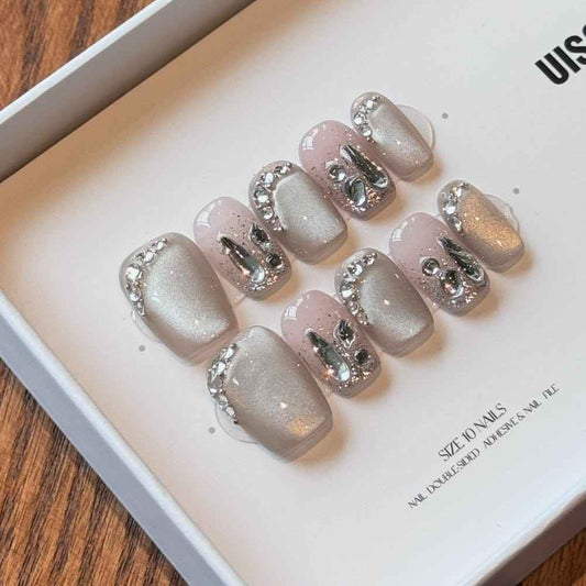 Frosty Moonlight Nail Art - Medium Square 18mm | Short Square 15mm - SNSEASY