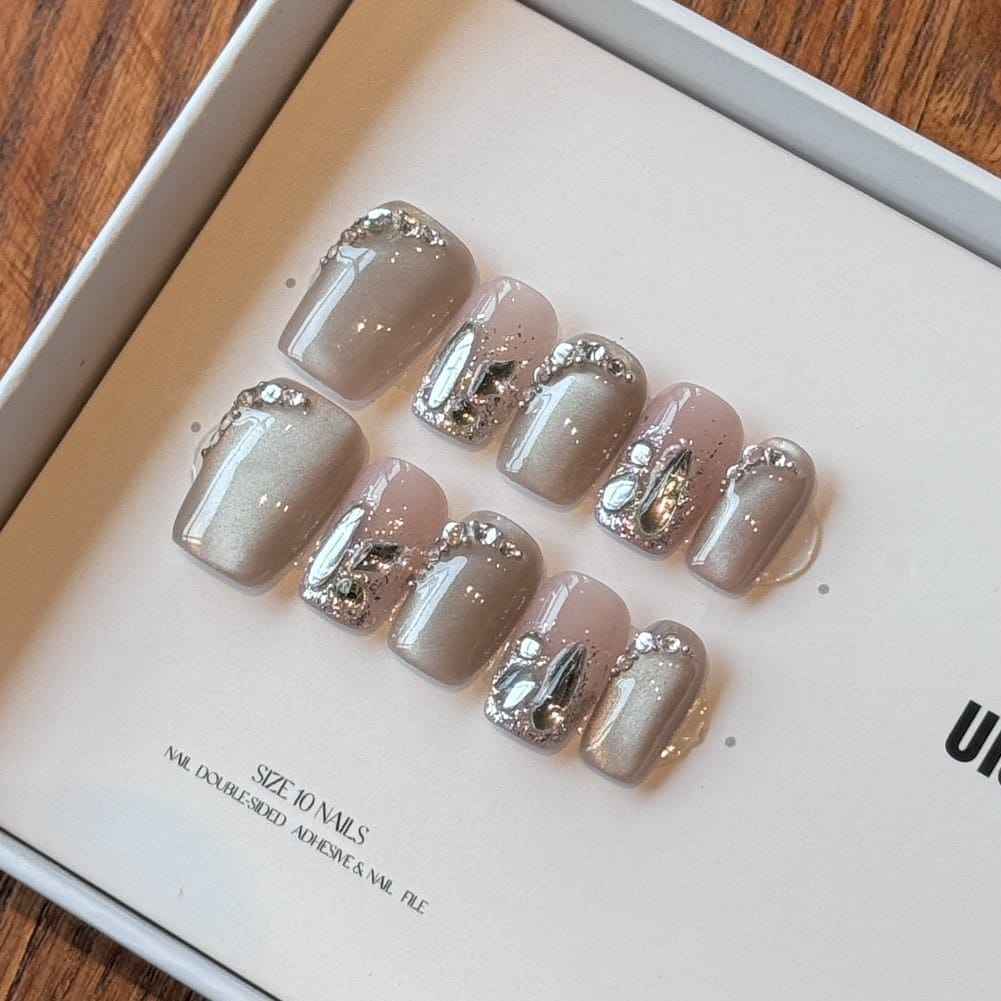 Frosty Moonlight Nail Art - Medium Square 18mm | Short Square 15mm - SNSEASY