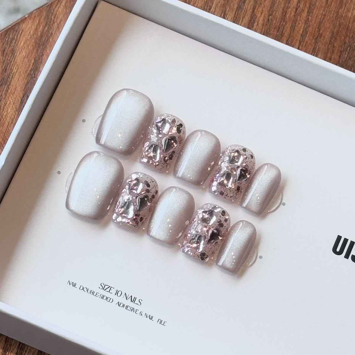 Pink Realm Meteor Nail Art - Medium Square 18mm | Short Square 15mm - SNSEASY