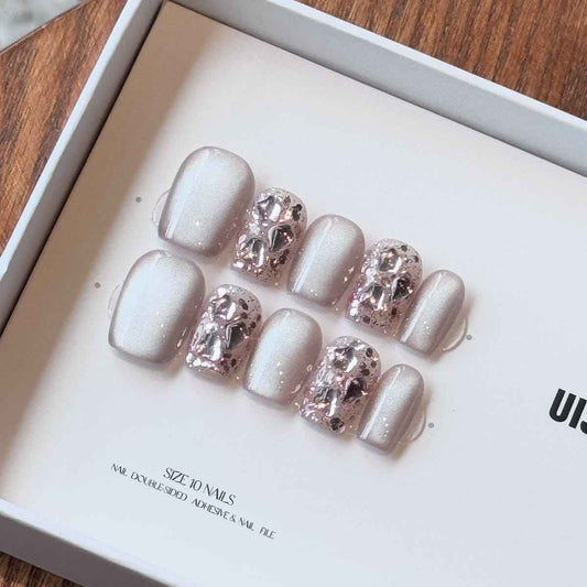 Pink Realm Meteor Nail Art - Medium Square 18mm | Short Square 15mm - SNSEASY