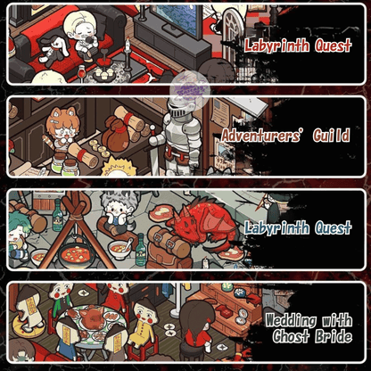 Horror Adventure Series – 3D Miniature Scene Stickers – 4 Theme Sets: Adventurers’ Guild | Labyrinth Quest | Wedding with a Ghost Bride | Vampire Family