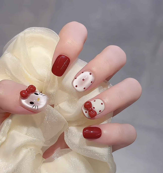 Red Kitty Nail Art - Baby Square 14mm - SNSEASY