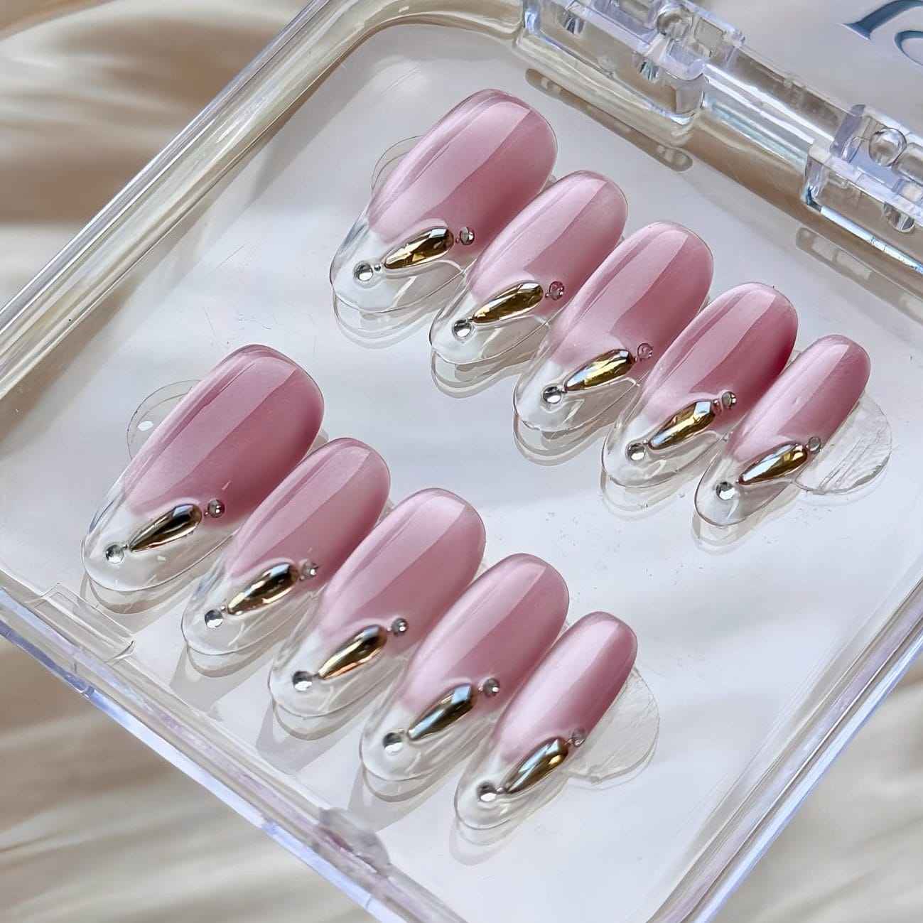 Aurora Pink Nail Art - Short Oval 23mm | Medium Oval 23mm - SNSEASY