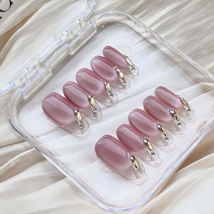 Aurora Pink Nail Art - Short Oval 23mm | Medium Oval 23mm - SNSEASY