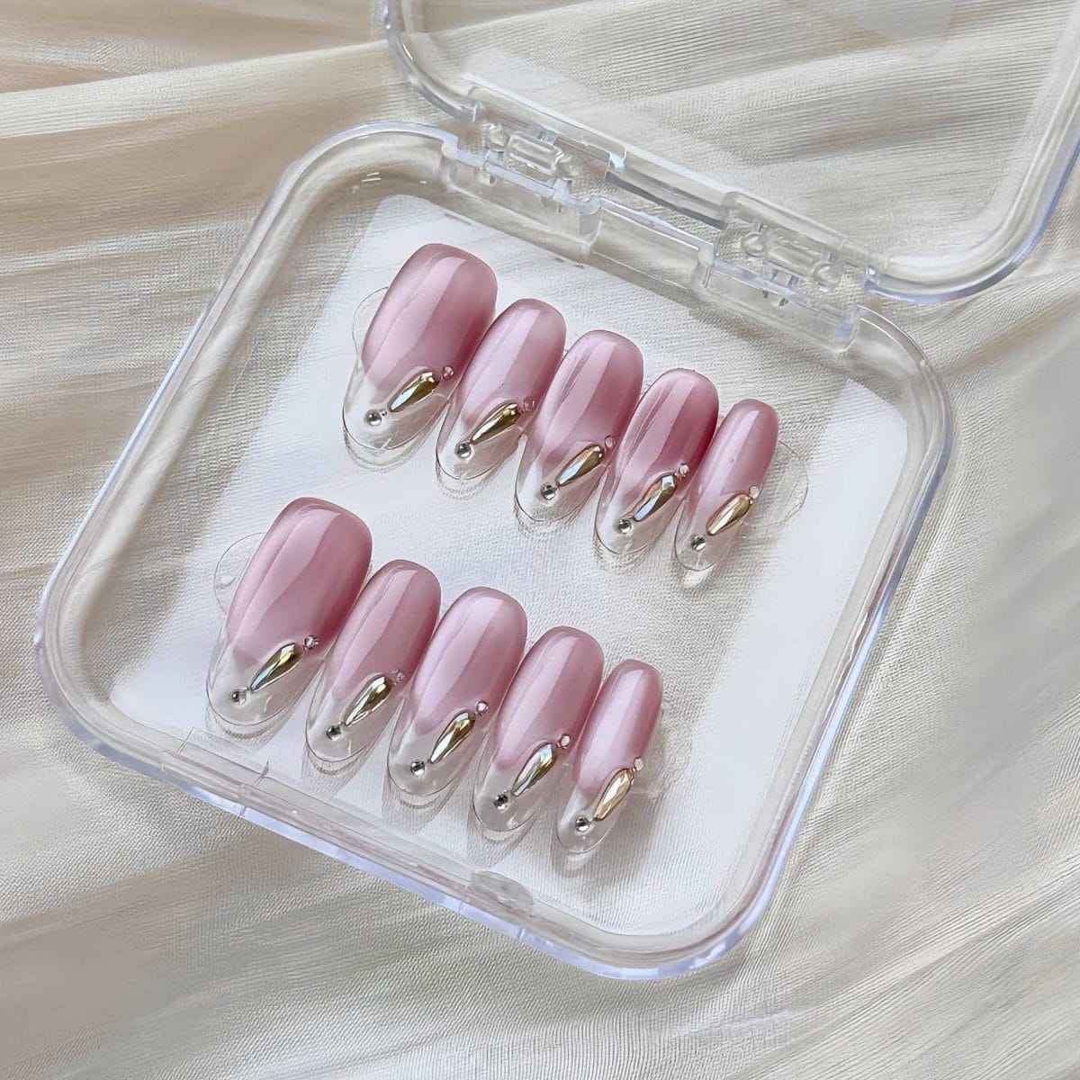 Aurora Pink Nail Art - Short Oval 23mm | Medium Oval 23mm - SNSEASY