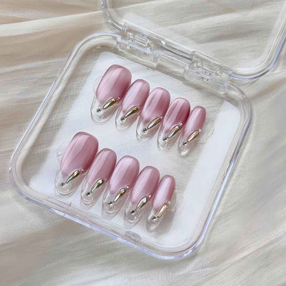 Aurora Pink Nail Art - Short Oval 23mm | Medium Oval 23mm - SNSEASY
