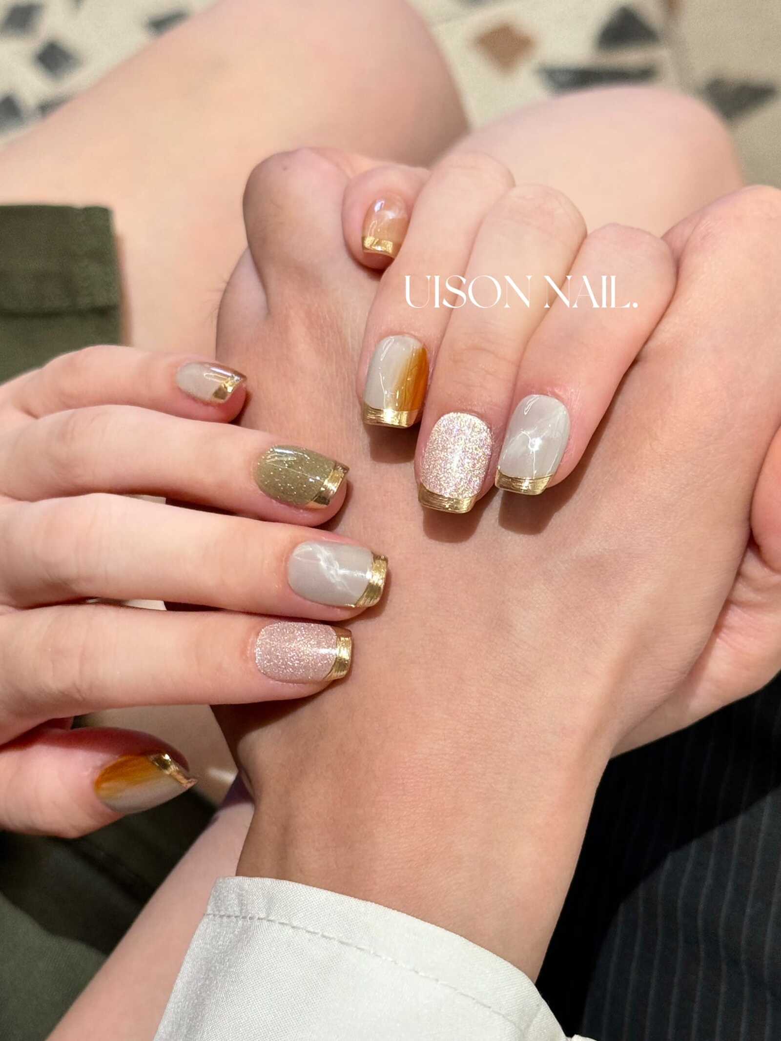 Gold Margiela Nail Art - Short Square 15mm - SNSEASY