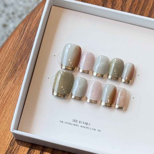 Gold Margiela Nail Art - Short Square 15mm - SNSEASY