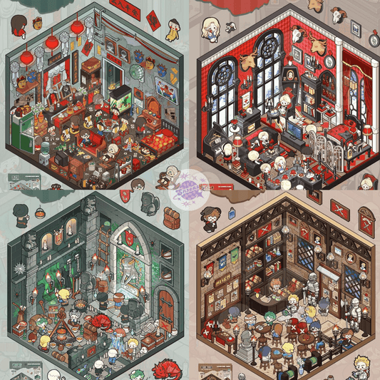 Horror Adventure Series – 3D Miniature Scene Stickers – 4 Theme Sets: Adventurers’ Guild | Labyrinth Quest | Wedding with a Ghost Bride | Vampire Family - SNSEASY