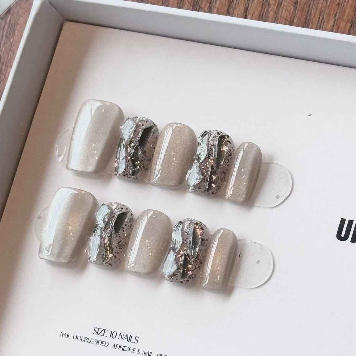 Mirror Moonlight Nail Art - Medium Square 18mm | Short Square 15mm - SNSEASY