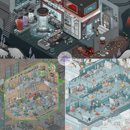 Biochemical Horror Series – Plus Size 3D Miniature Scene Stickers – 3 Theme Sets: Bio Lab | Bio Factory | Bio Hospital