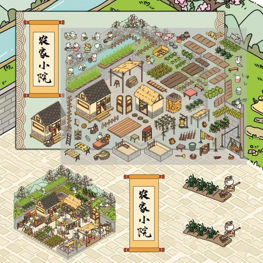 Migi’s Simulation Business 3D Isometric Room Stickers - 4 Theme Sets: Pet Store | Aquarium | Farm | Restaurant