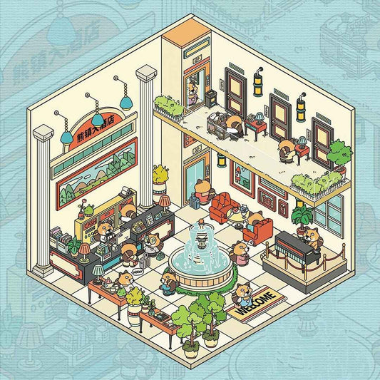 Cute Red Panda 3D Room Stickers Scene – 2 Themes: Red Panda Hotel | Red Panda Train Waiting Station - SNSEASY