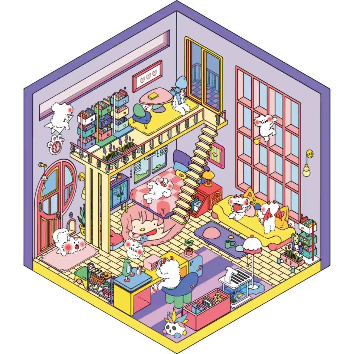 Mischief Maker Series 3D Isometric Room Stickers - 6 Theme Sets: Christmas Party | Candy House | Our Home | Valentine's Beach | Dessert Shop | Halloween Wonderland with Luminous - SNSEASY