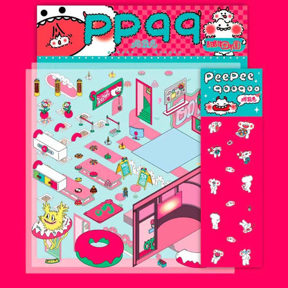 Mischief Maker Series 3D Isometric Room Stickers - 6 Theme Sets: Christmas Party | Candy House | Our Home | Valentine's Beach | Dessert Shop | Halloween Wonderland with Luminous - SNSEASY