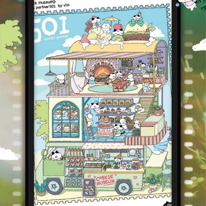 Traveler’s Diary – 3D Miniature Sticker Scenes - 4 Theme Sets: Mexico Train Party | Dunhuang Mural | Egyptian Stroll | Cute Cat Café