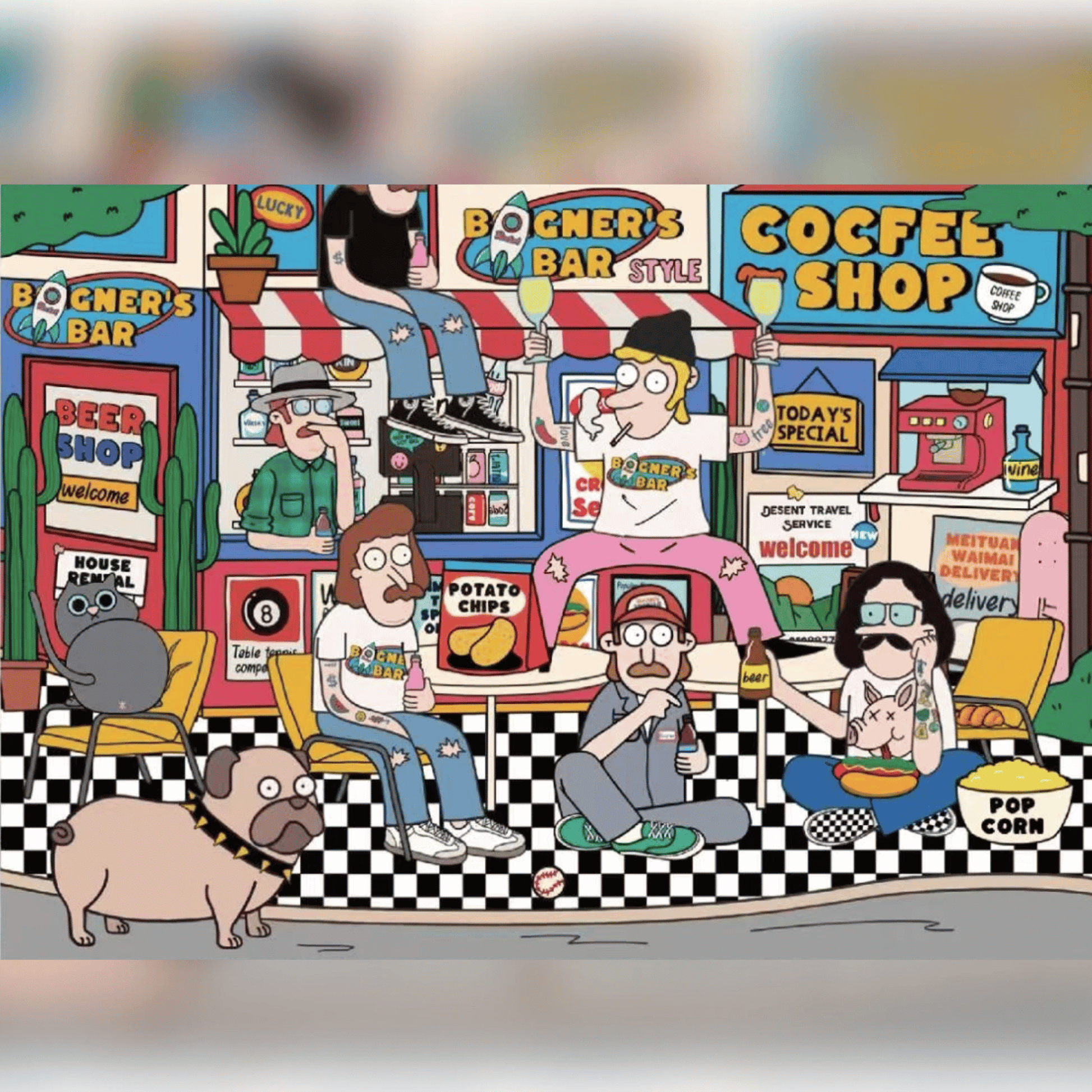 American Retro – 3D Miniature Scene Stickers – Mini Size – 4 Theme Sets: Record Store | Biker Style | Party Day | Guitarist