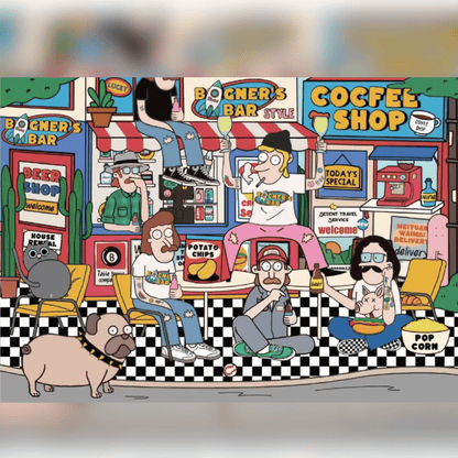American Retro – 3D Miniature Scene Stickers – Mini Size – 4 Theme Sets: Record Store | Biker Style | Party Day | Guitarist