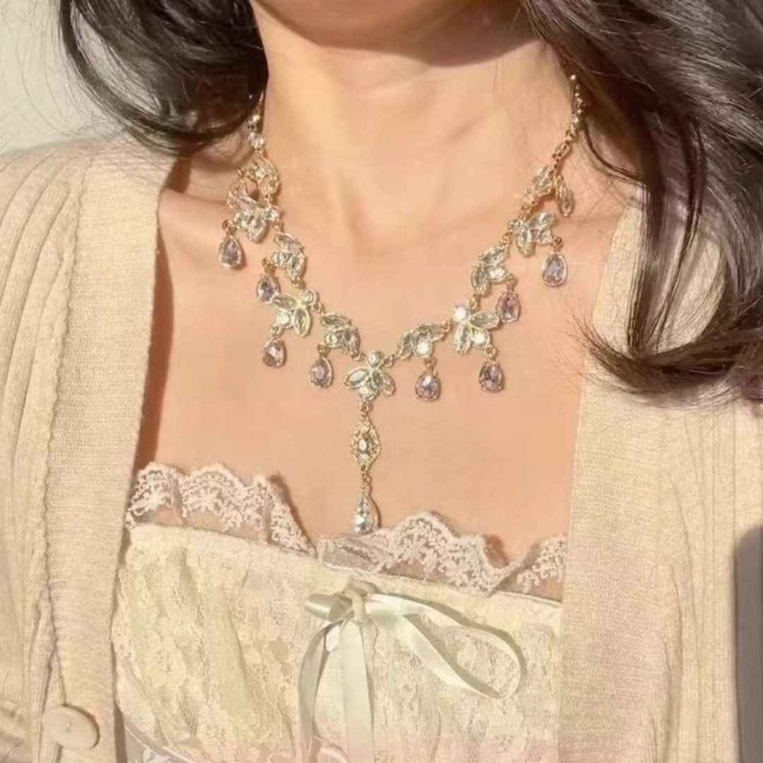 Pink Waterdrop Tassel Necklace - Luxury Minimalist Design with Premium Elegance - SNSEASY