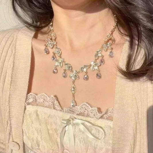 Pink Waterdrop Tassel Necklace - Luxury Minimalist Design with Premium Elegance - SNSEASY