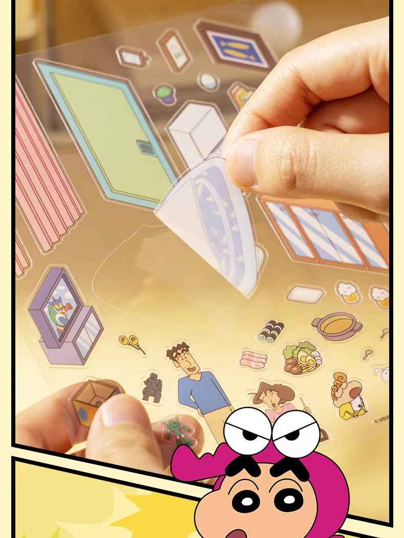 Crayon Shin-chan's Happy Day 3D Isometric Room Stickers - 3 Theme Sets: Kindergarten | Kitchen | Living Room - SNSEASY