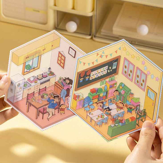 Crayon Shin-chan's Happy Day 3D Isometric Room Stickers - 3 Theme Sets: Kindergarten | Kitchen | Living Room - SNSEASY