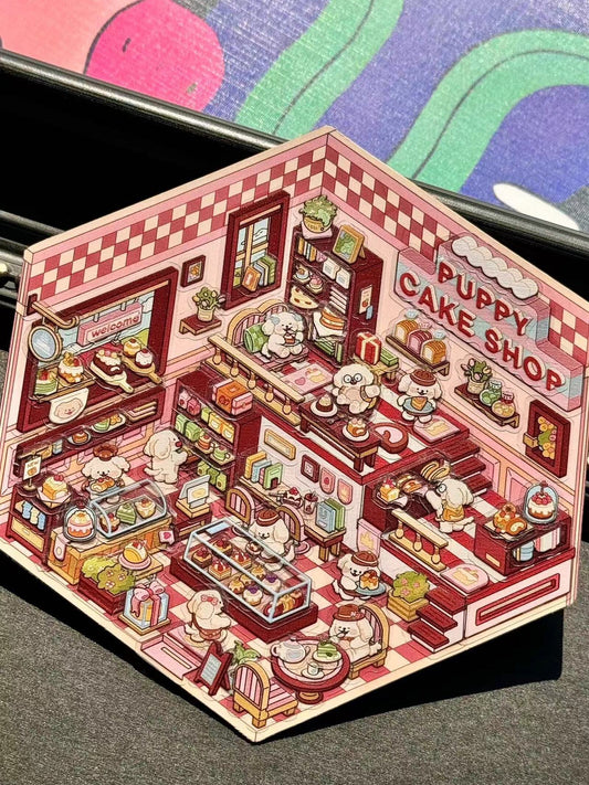 Magical Realm 2.0 3D Isometric Room Stickers Scene - 4 Theme Sets: Clown Theater Box | Vintage Suitcase | Monkey Theater | Puppy Cake Shop