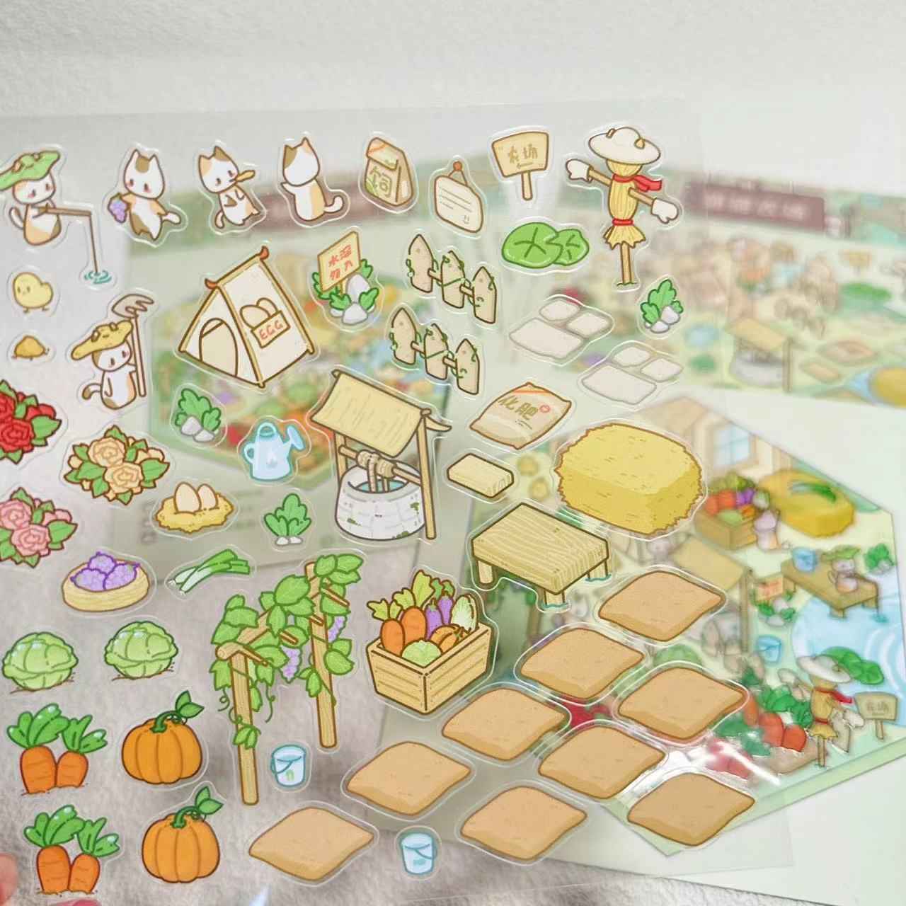 Cute Cat 2.0 Stickers Scene - A Relaxing Day with 4 Themes: Cat Farm | Outdoor Picnic | Festival Fair | Tribal Ceremony - SNSEASY