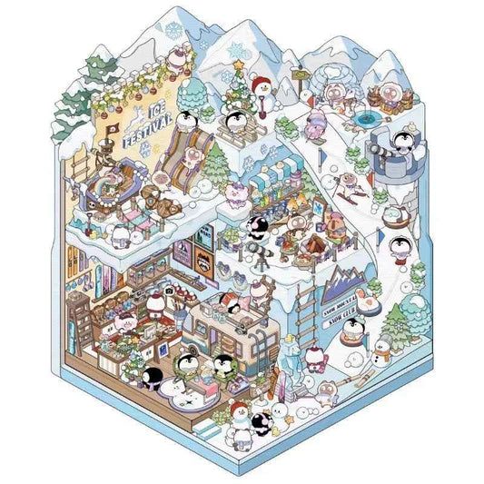 3-Story Grand Buildings 2.0 Stickers Scene – Beautiful Worlds: Ice World | Garden World - SNSEASY