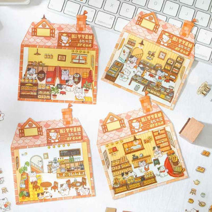 Cute Kitten Stickers Scene – Lucky Cat Edition: Bakery | Drink Shop | Restaurant | Bread Shop - SNSEASY