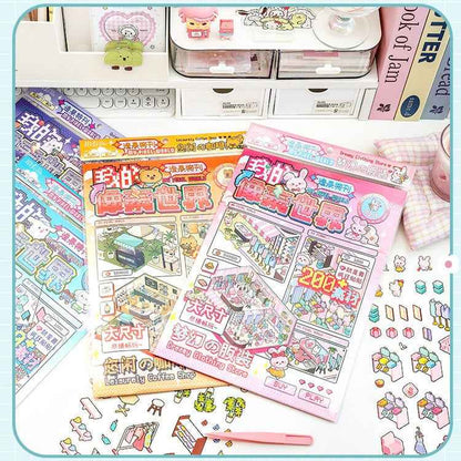 Cute Animal Stickers Scene 6.0 – Pixel World: Bunny Clothing Shop | Bear Coffee Shop | Puppy Supermarket | Kitty Garden - SNSEASY