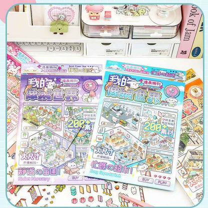 Cute Animal Stickers Scene 6.0 – Pixel World: Bunny Clothing Shop | Bear Coffee Shop | Puppy Supermarket | Kitty Garden - SNSEASY