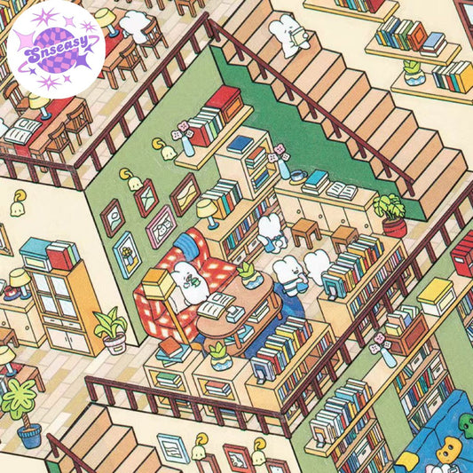 3-Story Grand Buildings 3.0 – Animal Business Simulation 3D Room Stickers Scene 2 Themes: Hamster Mall | Bunny Bookstore